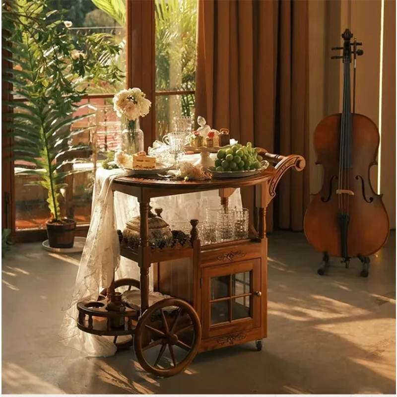 

Американский ретро-кофейный столик во французском винтажном стиле, двухуровневый, с местом для хранения, мебель для гостиной, Meja Teh YS40CC