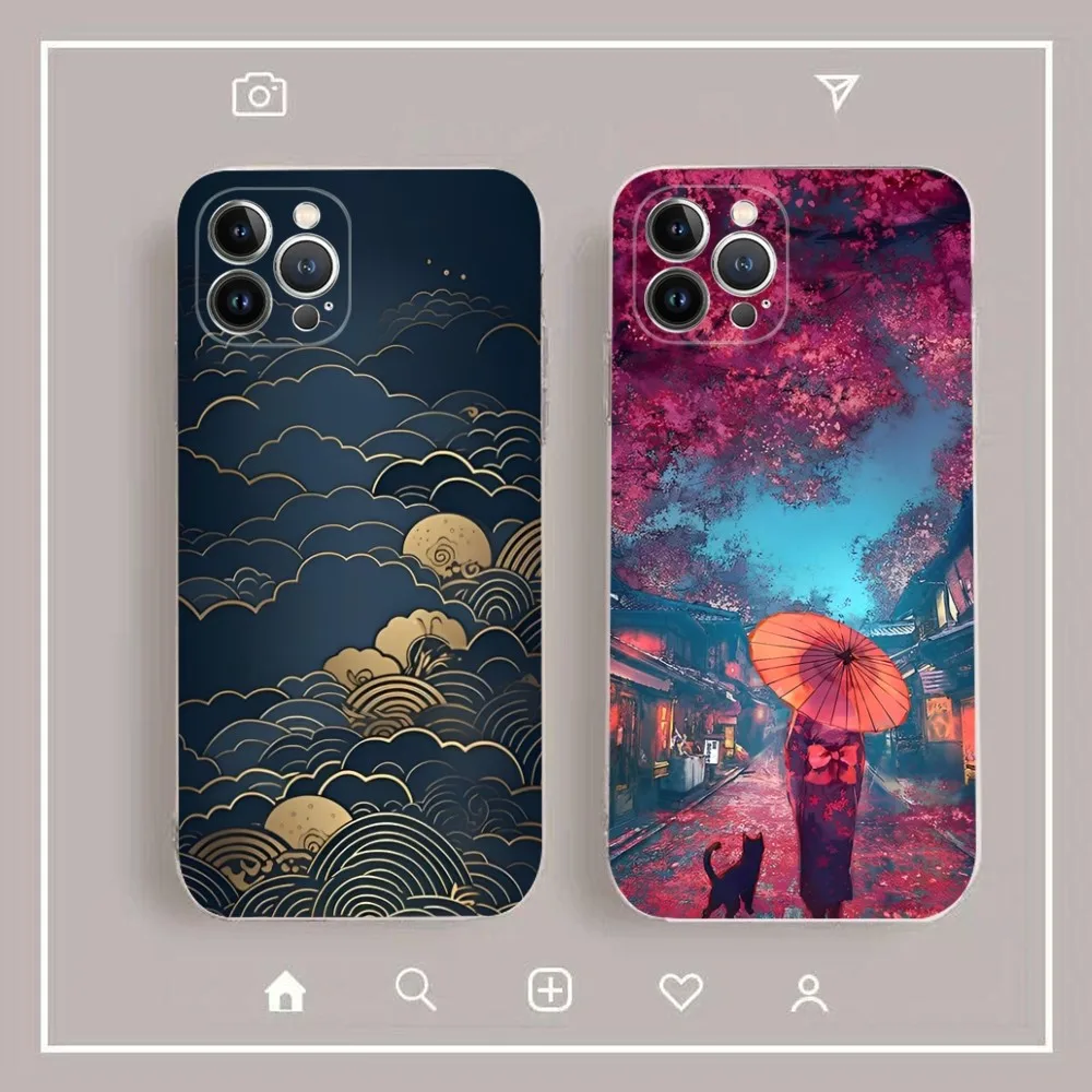 Japanese Style Art Japan Phone Case For iPhone 14 11 12 13 Mini Pro XS Max Cover 6 7 8 Plus X XR SE 2020 Funda Shell