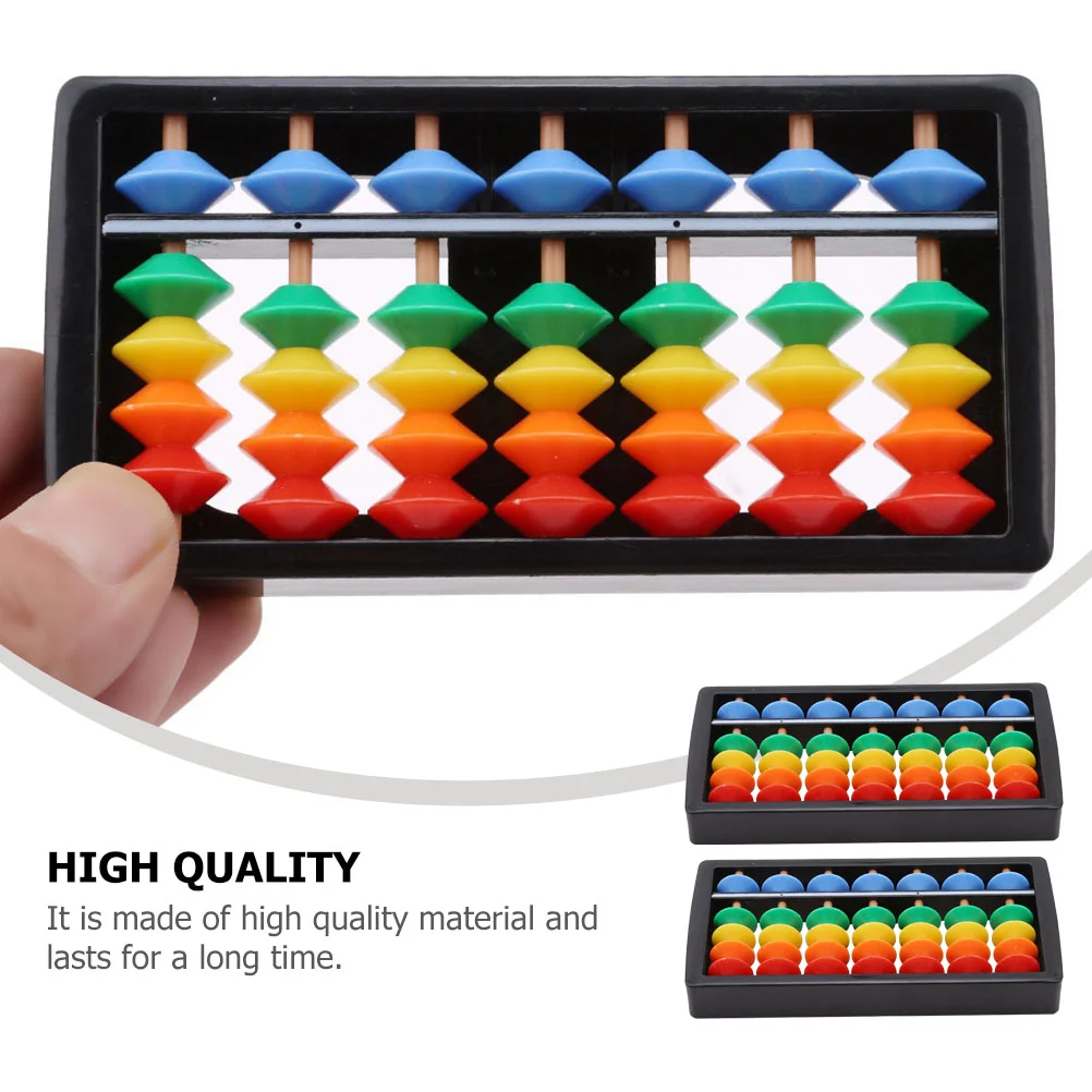 2 PCS 7 Gears Abacus Kids Toys Counting Tool Girl ABS Students Math Leaning Preschool Bead Arithmetic Cognitive