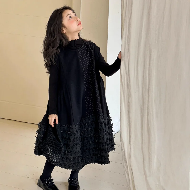 Little Red Fish Girls Dress Autumn and Winter Style2025New Children's Autumn Parent-Child Outfit Vest Dress for Girls Big Kids D