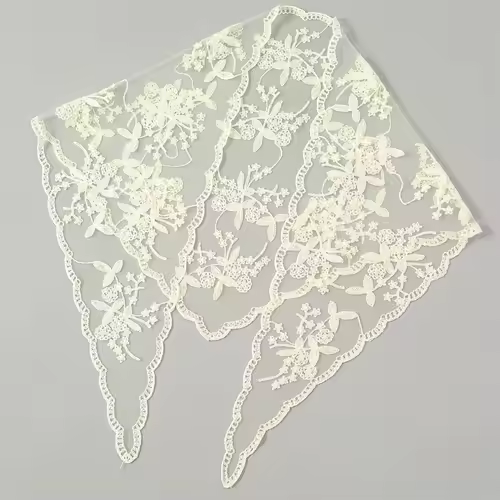 Elegant Lace Scarf Hollow Out Embroidery Foulard Bandana Solid Color Triangular Scarf Thin Vintage HandkerChiefs for Hair Woman - Image 4