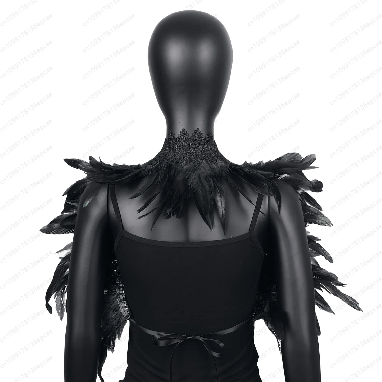 Halloween Lace Feather Shawl Vest Cloak Costume Holiday Party Masquerade Accessories Shawl Costume