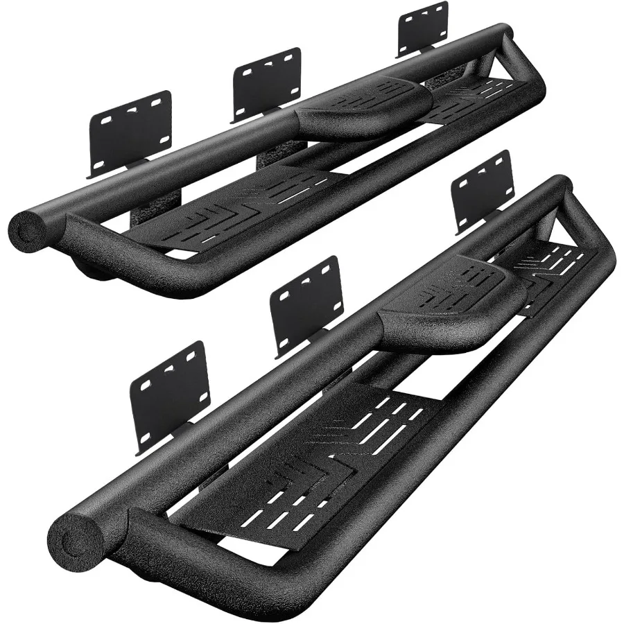 

6 досок для бега, совместимых с Dodge Ram 1500 Crew Cab 2019-2025 гг., новый стиль кузова, черный, сверхпрочный, из углеродистой стали, с откидной стороной