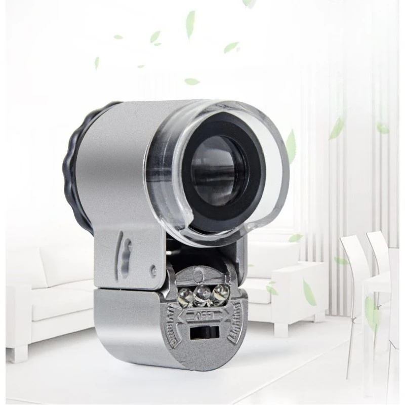 

100X high definition handheld magnification with lamp mobile phone lens microscope portable antique jewelry identification