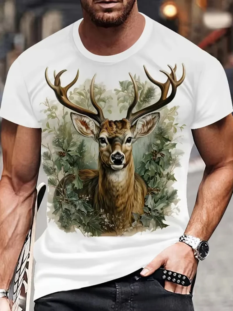 Men T-Shirt Funny Animal 3D Printing Tops Round Neck Short Sleeve Tees Shirts Casual Loose Gym Tshirt Y2k Men's Clothes Hot Sale