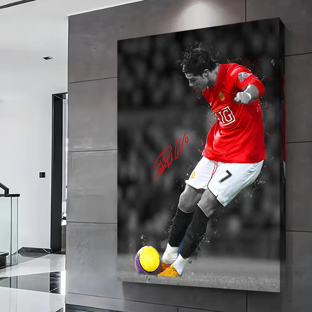 Cristiano Ronaldo Kicking Soccer Ball Poster Customizable Printed Canvas Painting for Pictures Wall Art Bedroom Decoration Room
