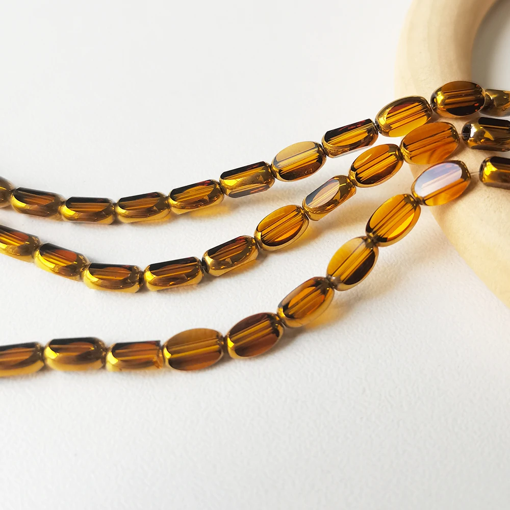 48Pcs Glass beads, 4*6mm Long Bead Assortments, smooth oval shape, suitable for DlY earrings, bracelets, necklaces