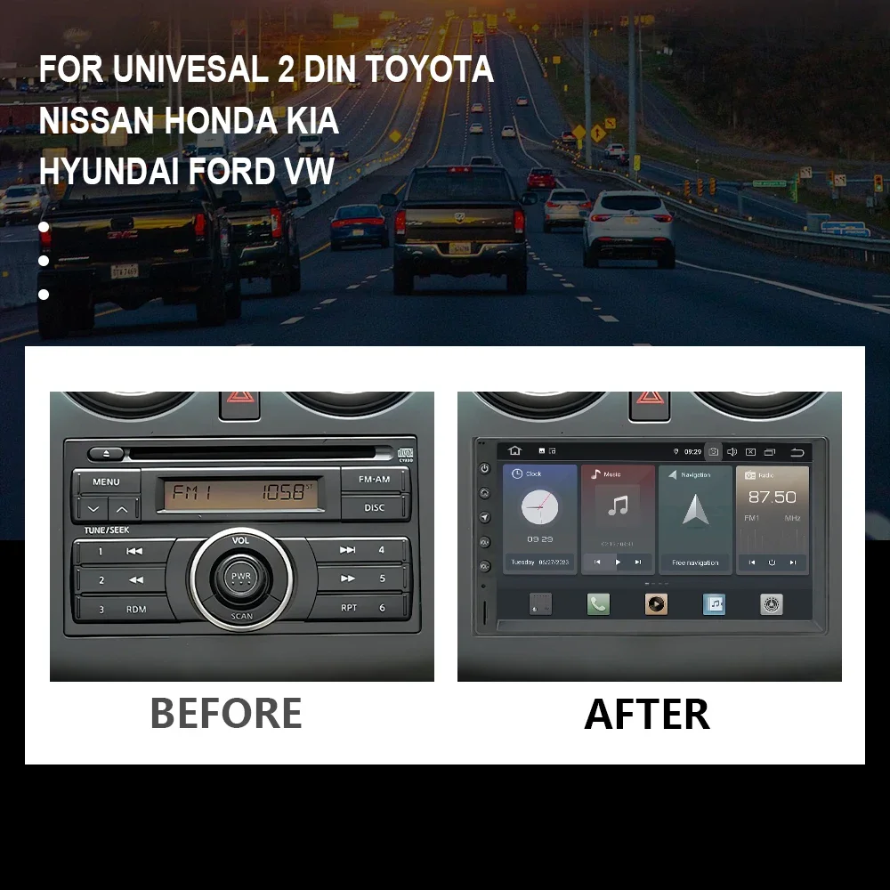 CHSTEK Car Radio 2 Din Android 12 For Univesal Toyota Nissan Honda Kia Hyundai Ford VW Bluetooth CarPlay WIFI 4G GPS Autoradio