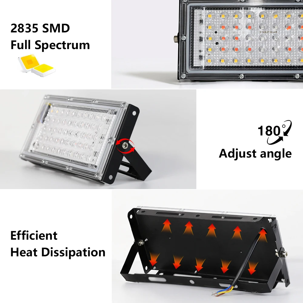 Imagem -05 - Full Spectrum Led Plant Light Sistema de Cultivo de Hidroponia Ip65 à Prova Dágua Crescer a Luz para Sementes Flor Plantação de Estufa 50w