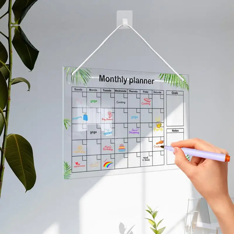 Monthly Planning Board Environmentally Friendly Acrylic Erasable Board Multi-Purpose Study Room Decors For Plan Tasks Thoughts