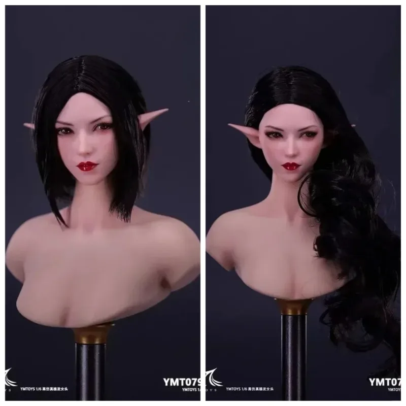 

YMT079 1/6 Scale Female Soldier Fairy Twin Head Sculpt Beautiful Painted Head Carving Model Fit 12" Ph White Doll Figure