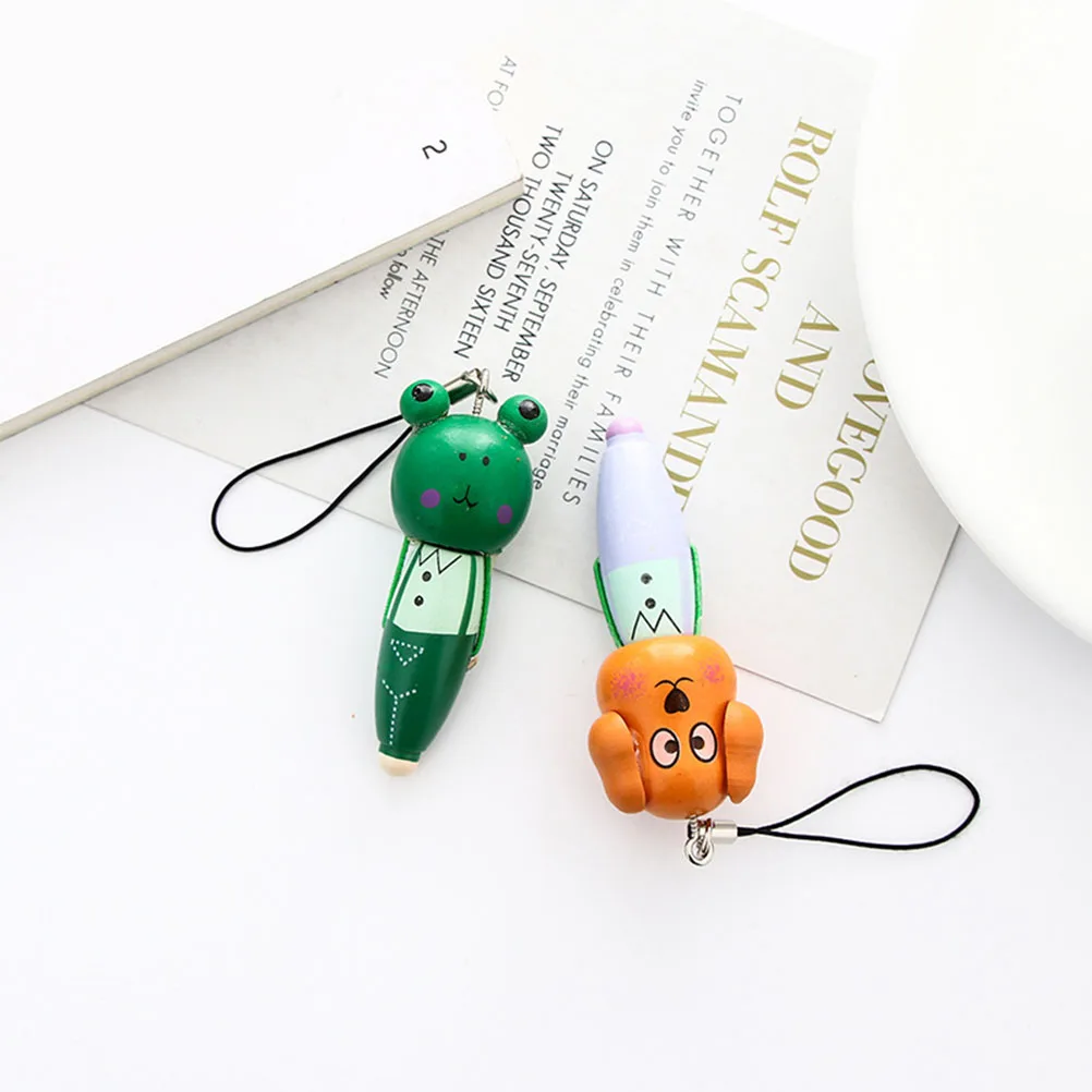 

6 Pc Ballpoint Pen Wooden Animal Roller Pens Fine Colorful Cartoon Office School
