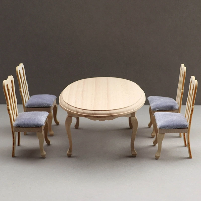 

Realistic Desk & Chair Set Scaled Kitchen Room Furniture Model Figure 1/12 Mini Dollhouse Decoration Teens Scale Toys