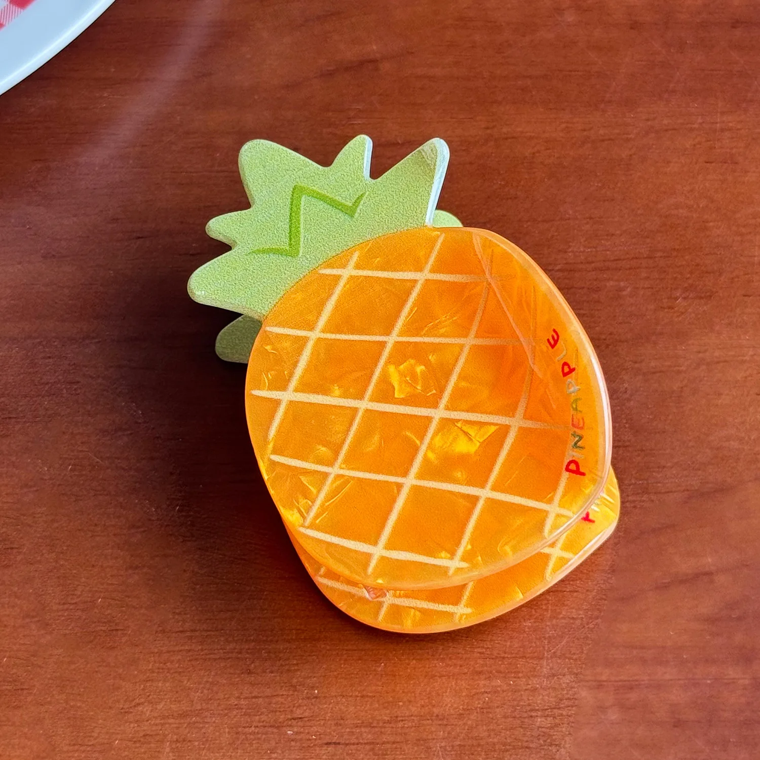 

Модный ацетатный коготь для волос, средний фруктовый принт, булочка, зажим, нескользящая ручка, аксессуары для волос для женщин, модная укладка волос