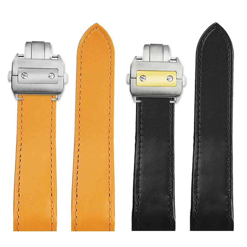 For Cartier Sandoz Santos100 Series Men's Straps Folding buckle Genuine Lea-ther Watch Band 23mm cowhide Watch accessories