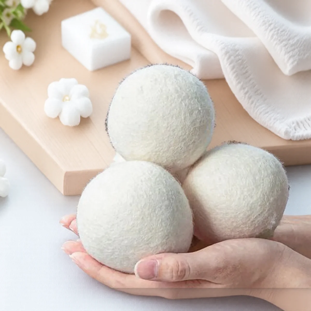 6PCS Wool Laundry Balls Anti Tangle Dryer Balls Static Free Wrinkle Remover for Washing Machine Laundry Care