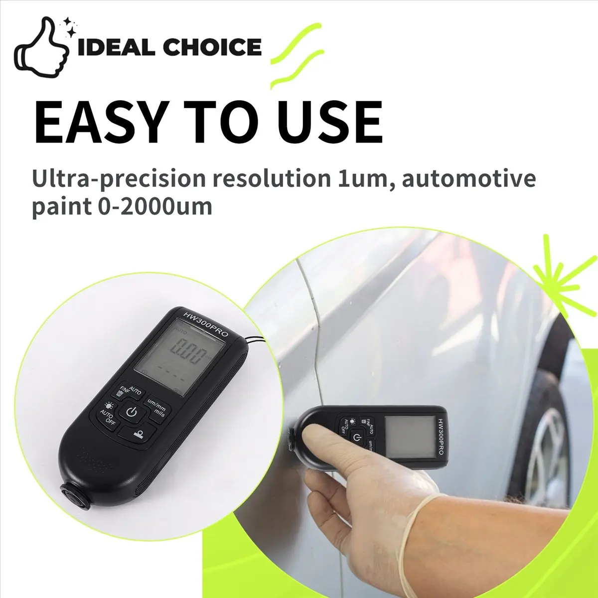 [Y39A]Digital Backlight LCD Film Thickness Meter Car Paint Thickness Tester Coating Thickness Gauge Measuring Tool Black