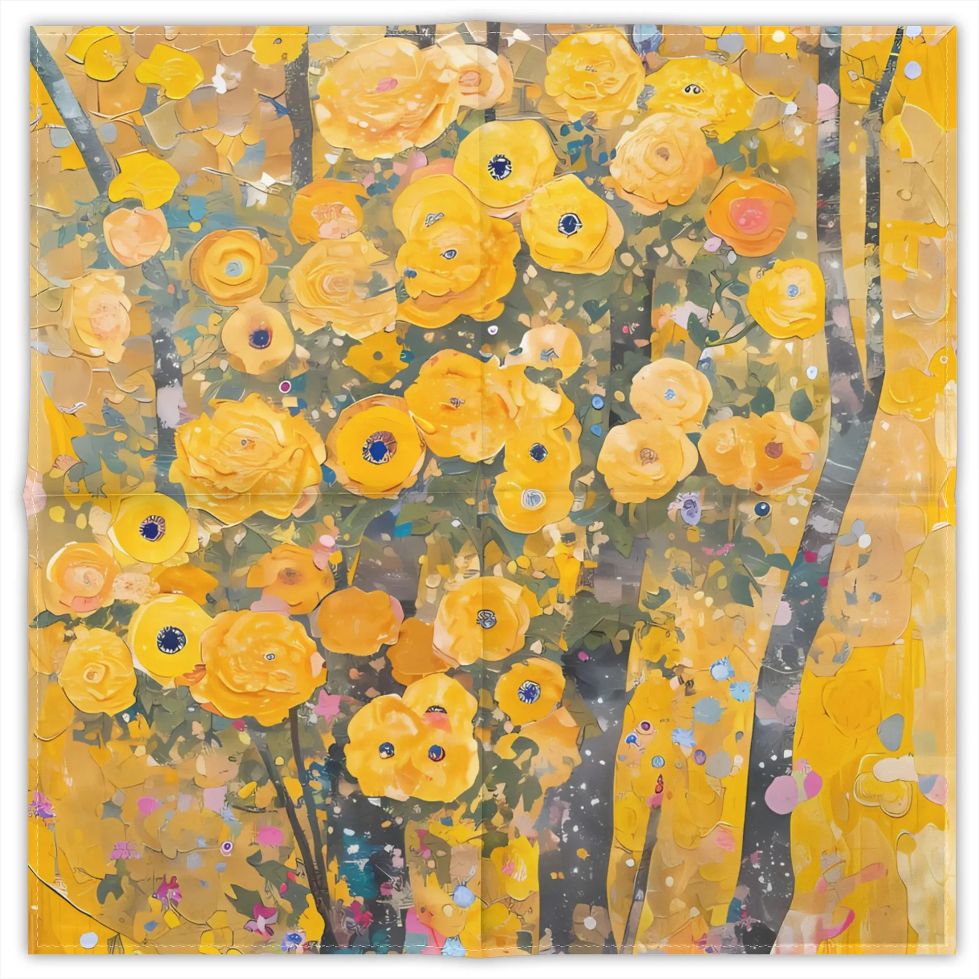 lenco-quadrado-decorativo-de-poliester-estampado-com-arte-de-pintura-gustav-klimt-para-uso-diario