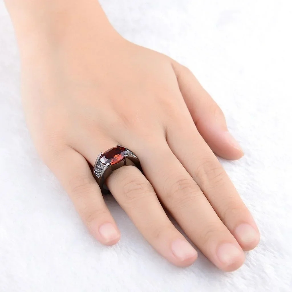 2024 Milangirl Zircon bertatahkan cincin hitam lintas batas pria merah ungu kristal cincin grosir perhiasan ulang tahun untuk pria