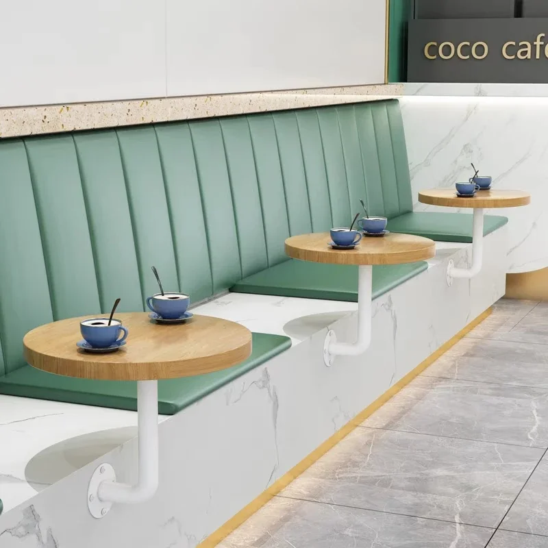 Simple and modern commercial milk tea shop wall-mounted wrought iron small round table coffee shop wall-mounted table card seat