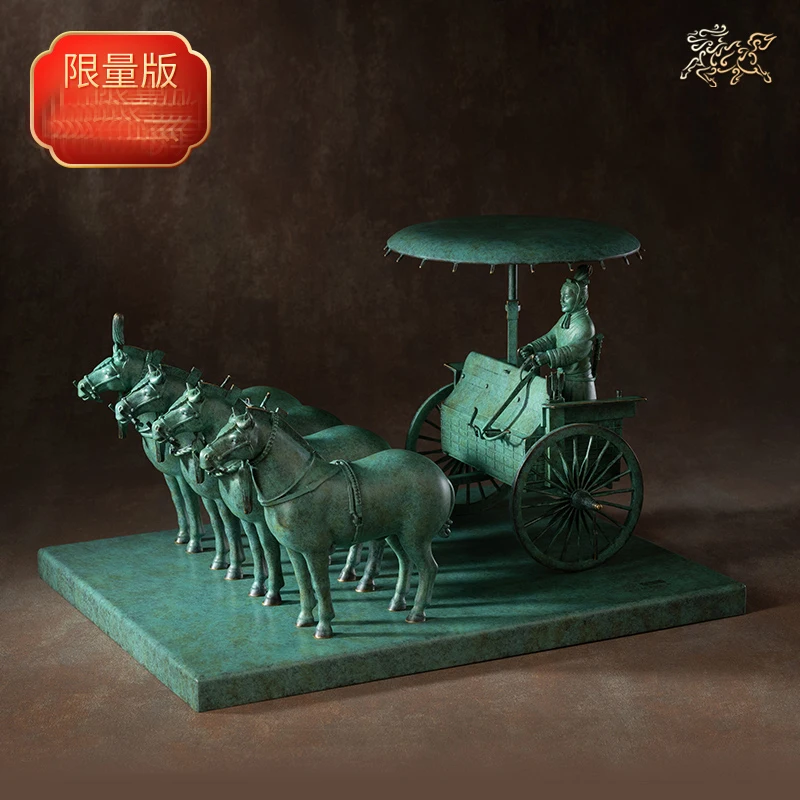 Asia CHINA QIN Royal BING MA YONG HORSE Chariot OFFICE HOME High grade decorative ART bronze carving Sculpture Museum Replica