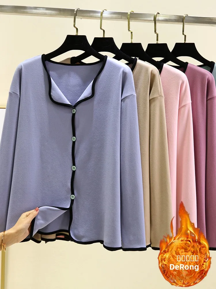 

Thiened Long Sve Velboa Coat with Button Casual Winter Outerwear for Women Warm Collar Design Fce Lined Oversized Car...