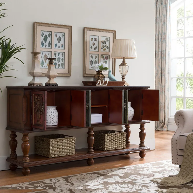 

Entrance cabinet carved creative bottle Anliu door locker retro solid wood dining edge