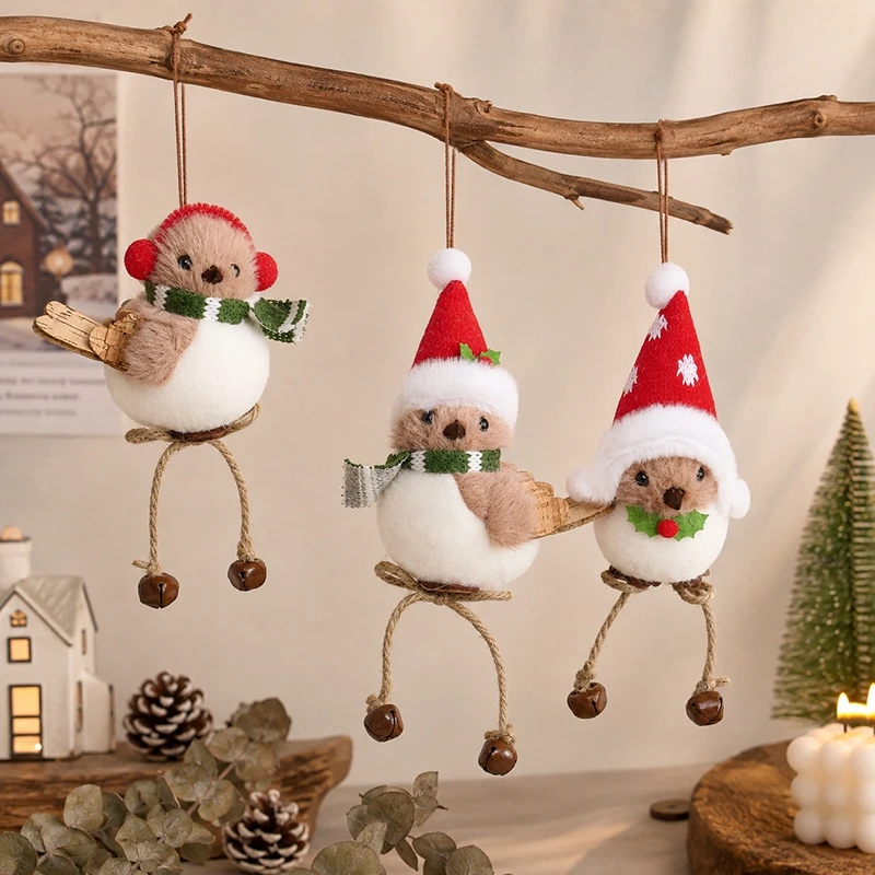 Stoffbär, Weihnachtsmann, Schneemann Puppen Anhänger Hängedekoration Weihnachtsbaum Ornamente Weihnachtsanhänger Weihnachtsfeier Dekoration – Detail 2