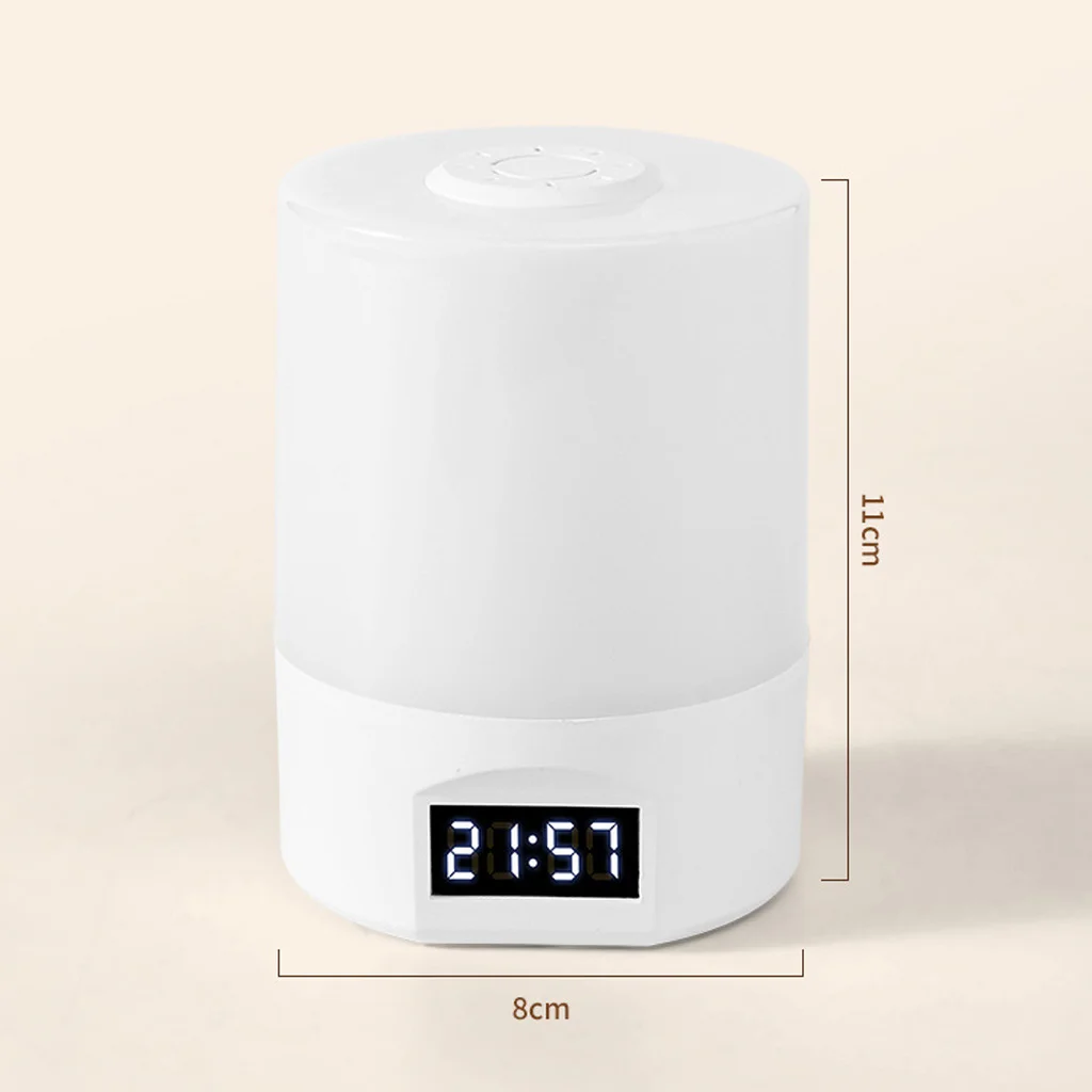 USB Rechargeable Night Light with Clock 3 Color Temperatures 5 Brightness Levels Touch Control Bedroom Nursery Living Room Study