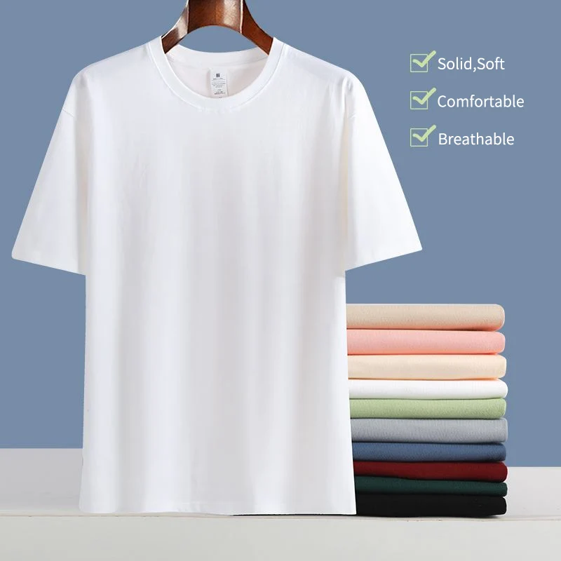 Summer T Shirt for Men.100% Cotton Soft Tees,Short Sleeve O-Neck Tops.Solid Colors Oversize Tee Clothing