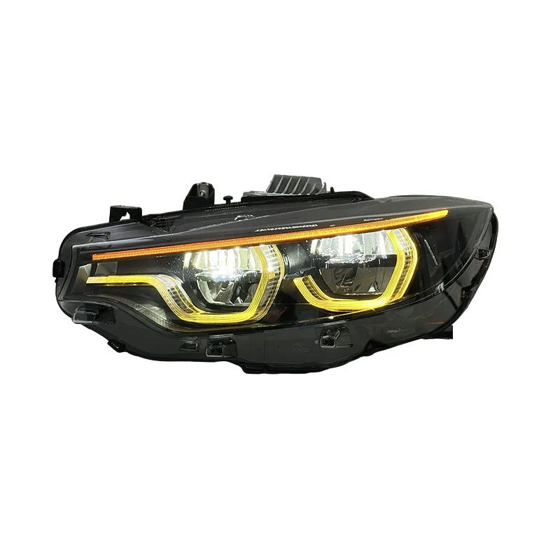 Auto Headlight For BMW 4 Series F32 F33 F82 M4 F80 V3 1:1 Shadow Line IKON Style Front Lamp White Yellow Amber Triple Color