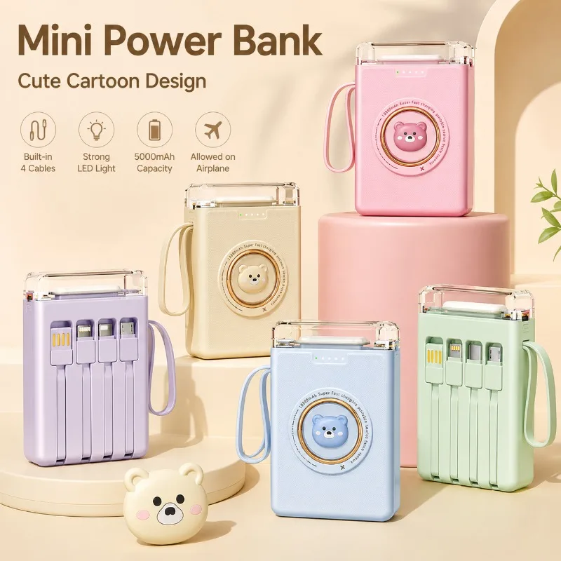 Portable Charger Power Bank 20000mAh Fast Charging Cartoon Powerbank for IPhone 16 Samsung Huawei Xiaomi Travel Must Have