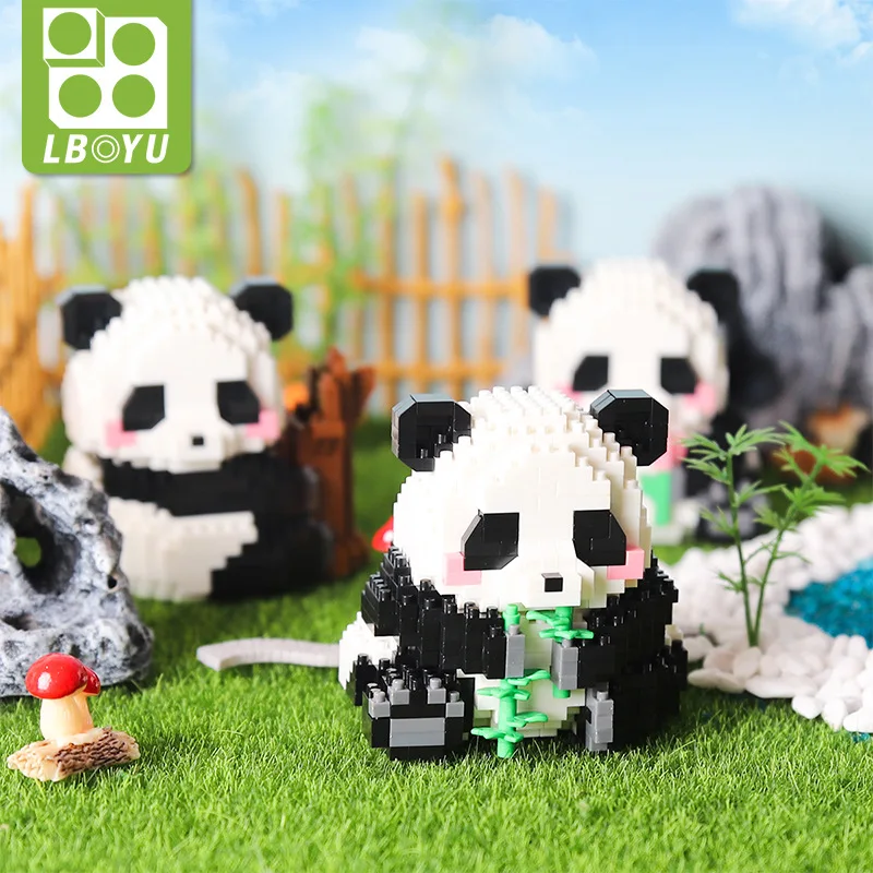 Creative DIY Assemable Animal Cute MINI Chinese Style Animal Panda Building Block Educational Boy Toys For Children Model Bricks