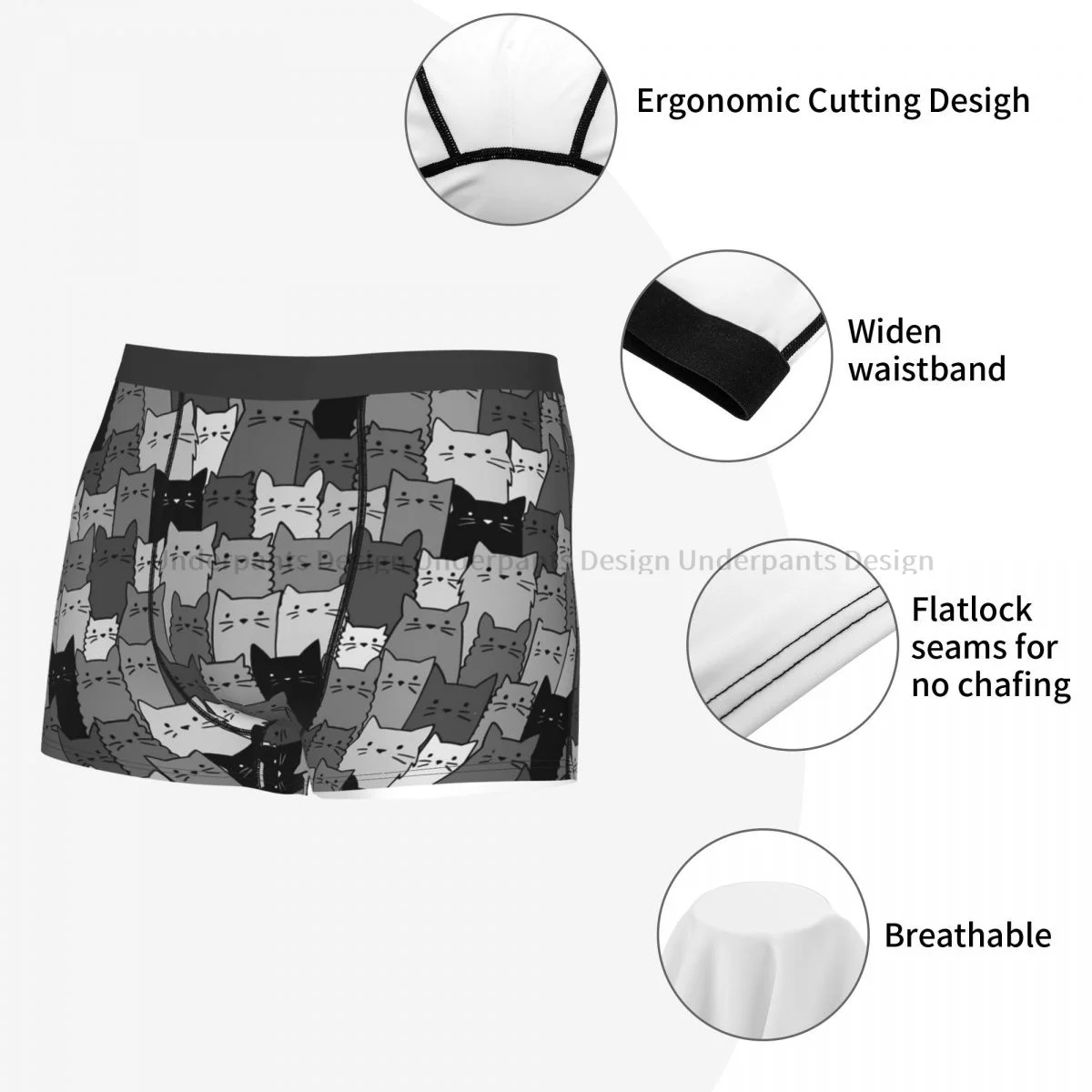 Silent Cats Monochromatic Underpants Breathbale Panties Men\'s Underwear Comfortable Shorts Boxer Briefs