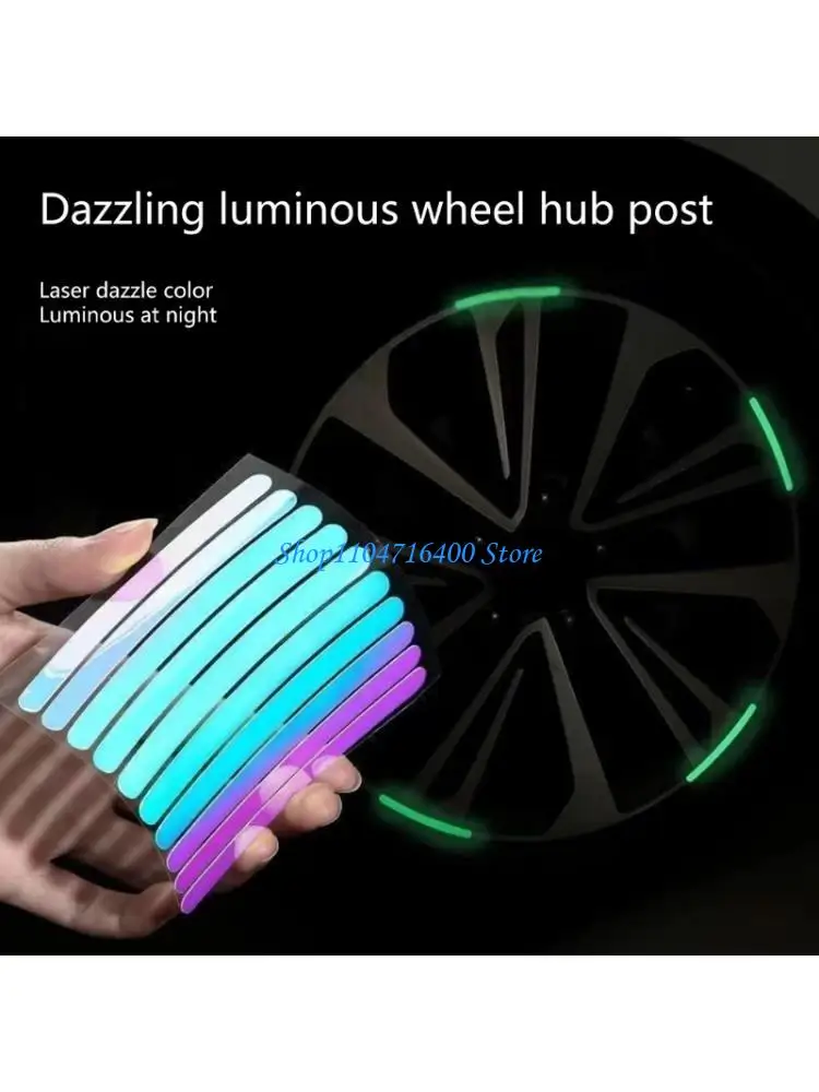 

y1gd Night Safety Warning Stickers Car Wheel Hub Reflective Sticker Tire Rims Adhesive Stripe Decal Sticker Easy Installation