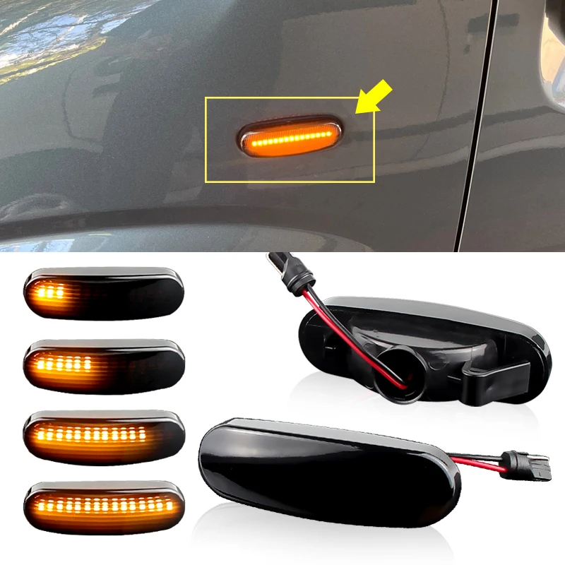 2 pçs dinâmico led sinal de volta lado marcador luz repetidor lâmpada para fiat panda 169 grande punto inkl evo doblo fiorino linea ideia