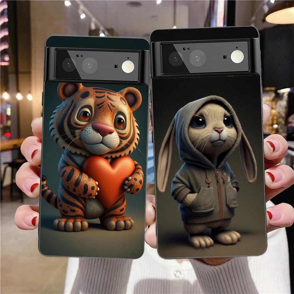 Cute Cartoon  Animal Phone Case Cover for Google Pixel 8 7 6 7A 6A Pro 5G Shockproof Silicone Soft 8 Pro 5G  Shell Capas Coque