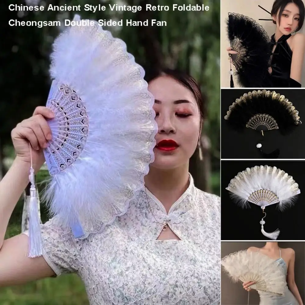 

Elegant Vintage Hand Fan Multicolor Photography Prop Wedding Party Bride Fan Chinese style Hanfu Accessories Lace