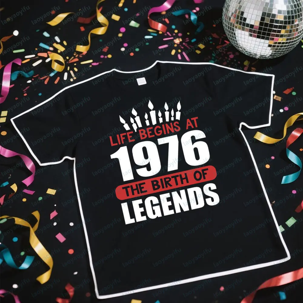 

Legend That Was Born in 1976 Funny Creative Tshirt Men Crewneck Cotton Short Sleeve Interesting Birthday Present Shirt Cotton T
