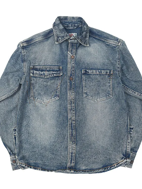 

Ретро-куртка из американского денима для мужчин, весна-осень, новая, свободного кроя, повседневная, с длинными рукавами, классическая, на пуговицах