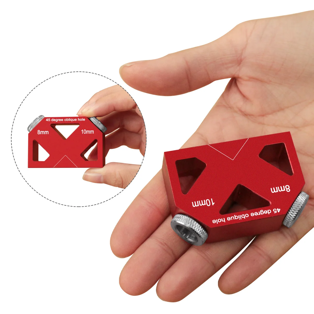 45° Aluminum Pocket Hole Jig Kit with Drill Bit, Heavy Duty Angled Doweling Jig, Woodworking Inclined Hole Positioner for Joints