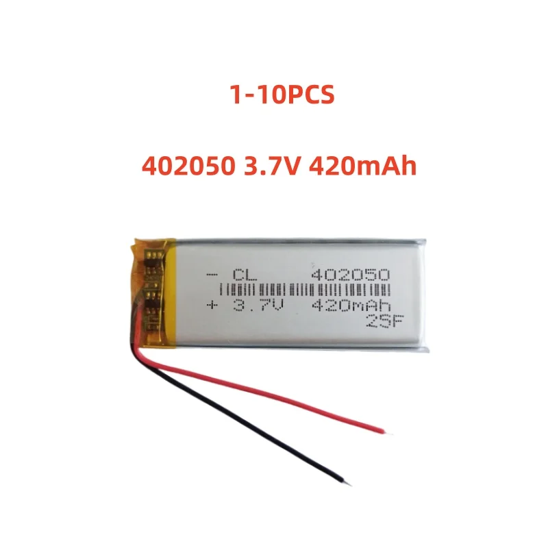 

1-10 Pcs 402050 3.7V 420mAh Lithium Polymer Battery For MP3 MP4 GPS DVR LED Lights Bluetooth Speaker Recording Pen Toys
