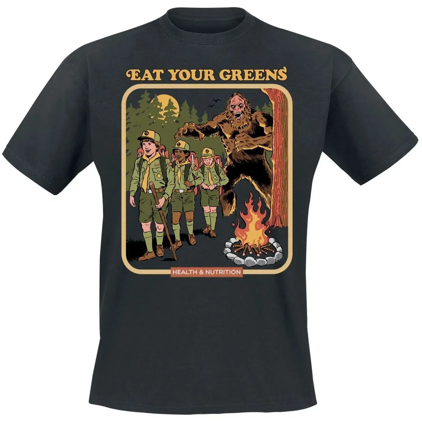 Steven Rhodes T Shirt Herren Eat Your Greens schwarz vintage Washed Breathable Stretched homme Soft Top For Everyday Wear