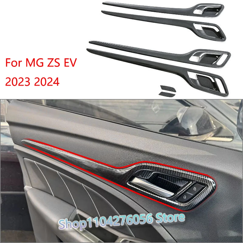 

For Morris Garages MG ZS EV 2023 2024 Car Door Inner Handle Door Panel Trim Decorative Frame ABS Carbon Fiber Car Ccessories
