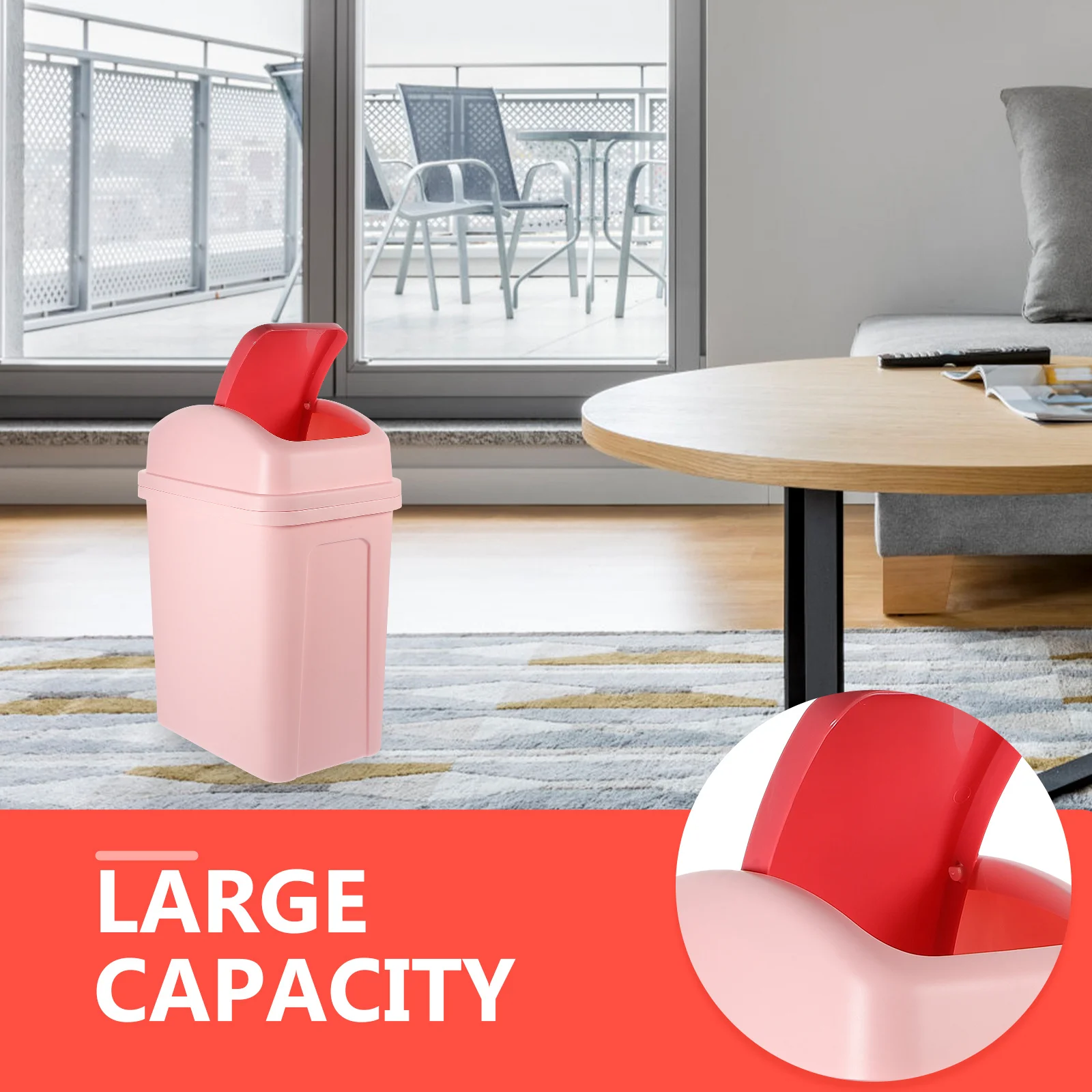 

Swing Lid Trash Can Large Capacity Thick Plastic Household Garbage Bin for Bathroom Kitchen Waste Bin Nursery Trash Can