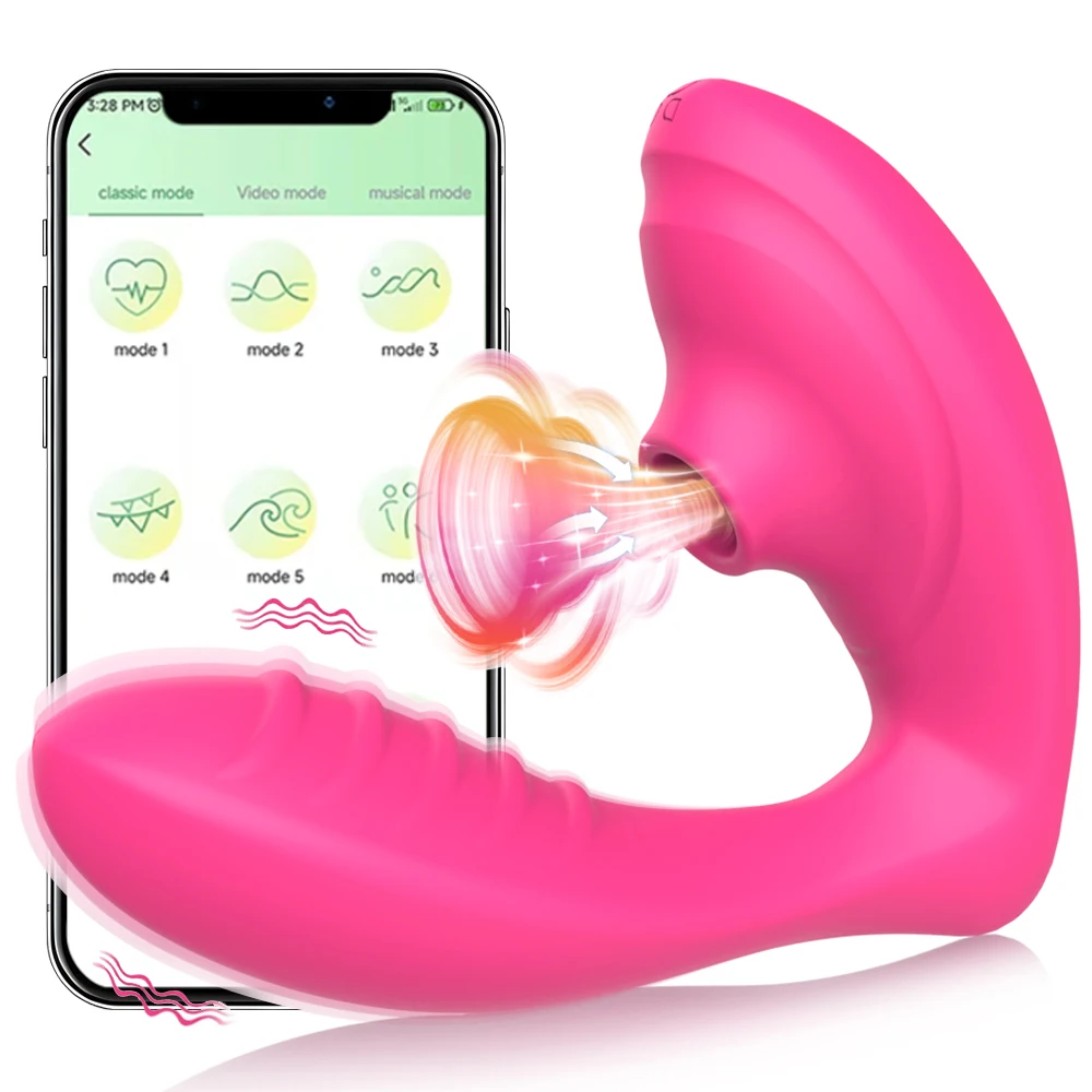 APP Bluetooth Control  Clitoral Sucking Vibrator Wearable G Spot Dildo Nipple Stimulator Vagina  Sex Toys for Women Masturbation