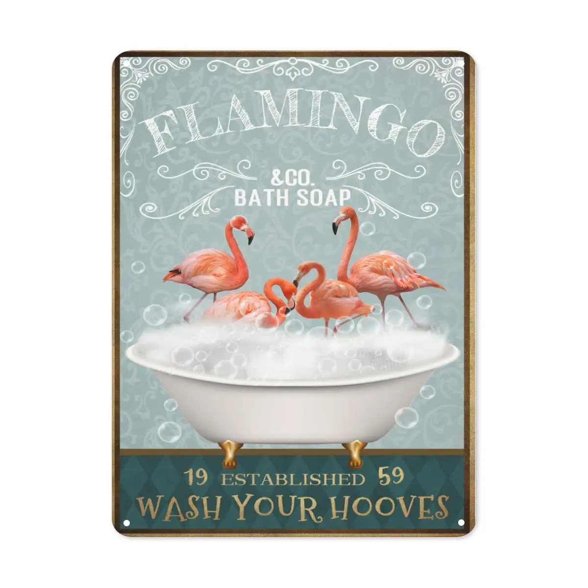 Funny Flamingo Tin Sign Decor Funny Bath Soap Bathroom Signs Vintage Bathroom and Bathtub Metal Tin Sign Bathroom Wall Decor Bat