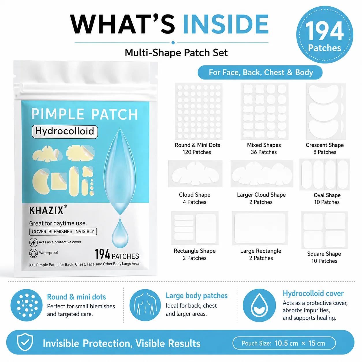 194 Adesivos Hidrocoloides par - Hydrocolloid Pimple Patch avaliação e preço