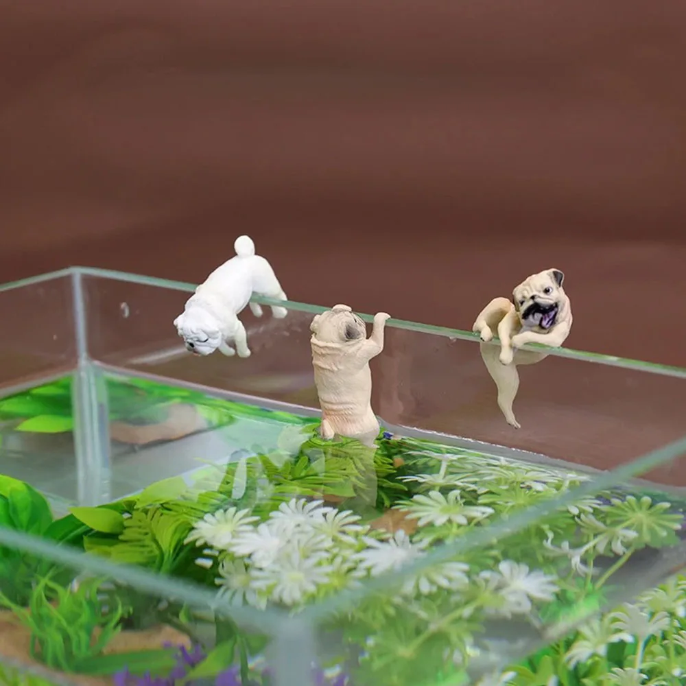 Creative Dog Ornaments for Aquarium Kawaii Cartoon Dogs Funny Climbing Dogs Animal Pendant Fish Tank Wall Landscaping Decoration