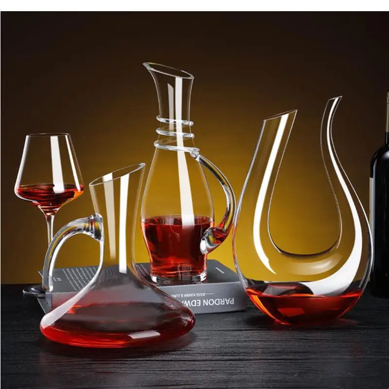 European style,Transparent crystal, handle, wine decanter,Glass glass set，U-shaped red pot,family bar accessories